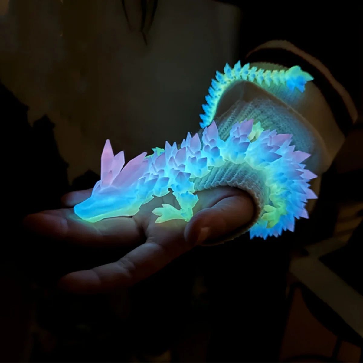 3D Printed Dragon Ornament 22/30/45cm Artificial Simulated Dragon Decorations Luminous Desktop Ornament Festival Party Gifts