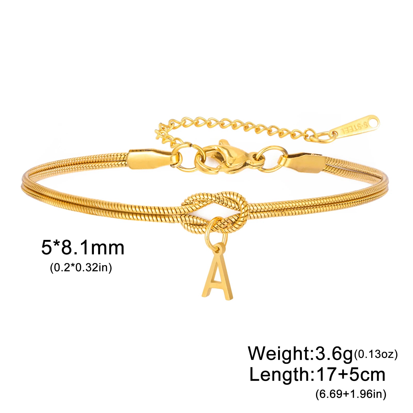Skyrim Men's and Women's Initial A-Z Pendant Bracelet Stainless Steel Fashion Snake Chain Jewelry Couple Party Gift Wholesale