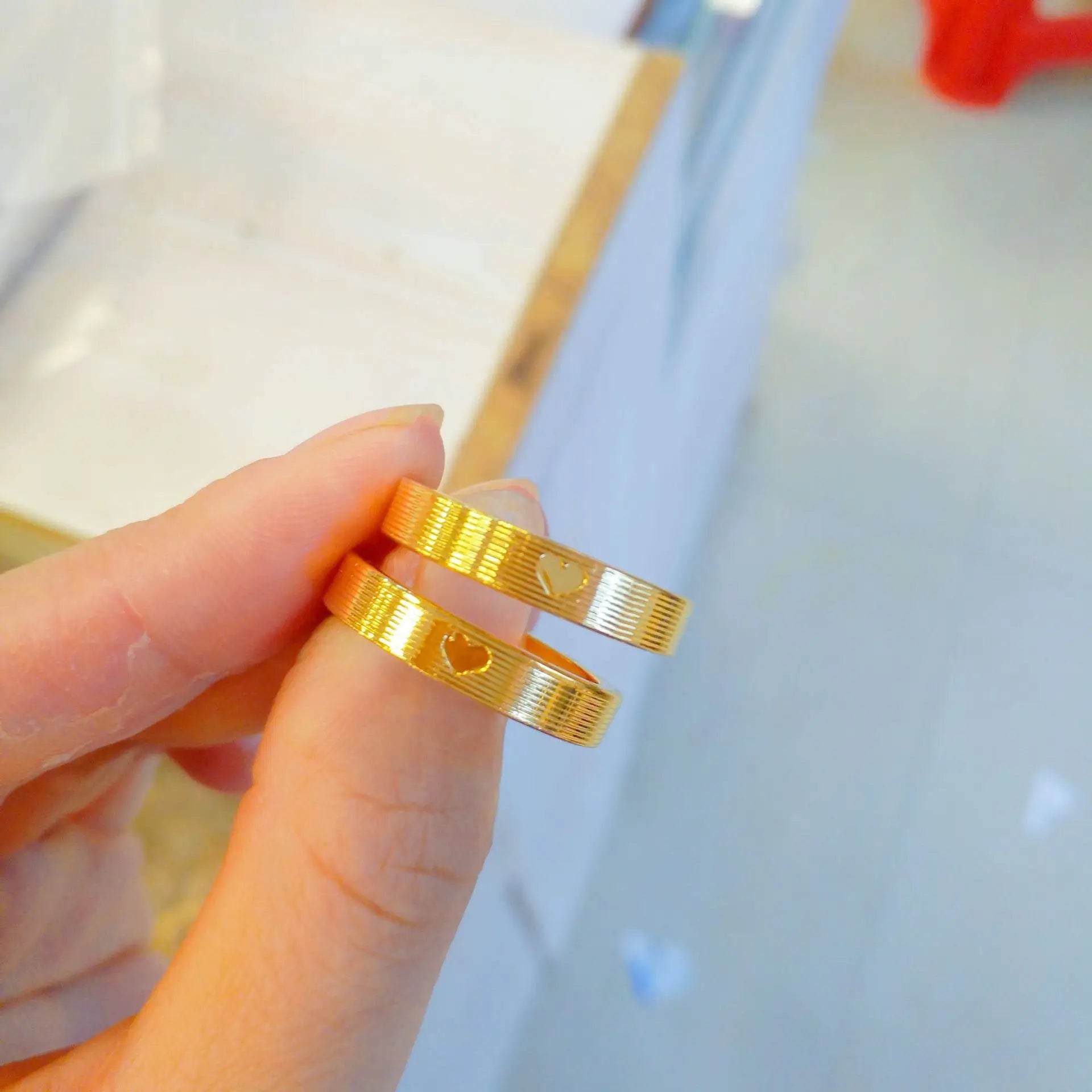 Luxury 24K 9999 Pure Gold real gold Men's and Women's Love Couple's Ring Valentine's Day Gift