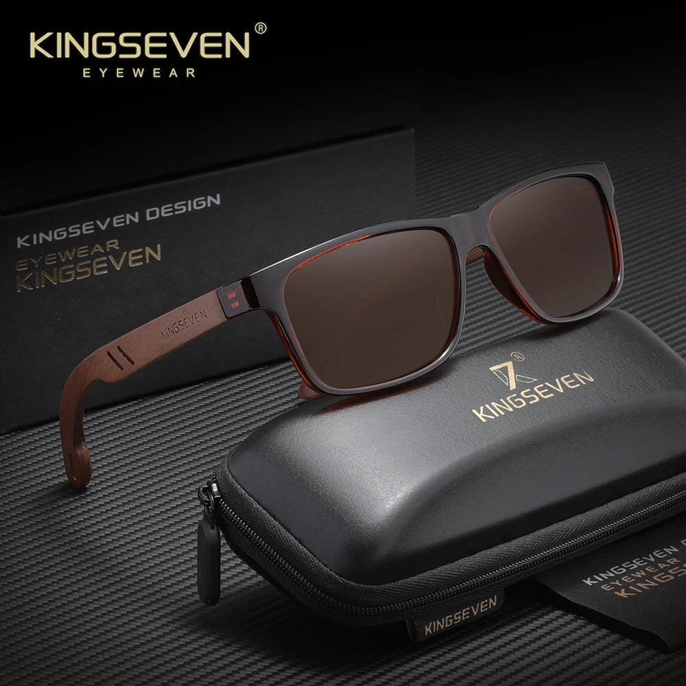 KINGSEVEN Classical Vintage Wooden Sunglasses Men's UV400 Polarized Walnut Retro Glasses Women Male Outdoor Eye Protect Eyewear