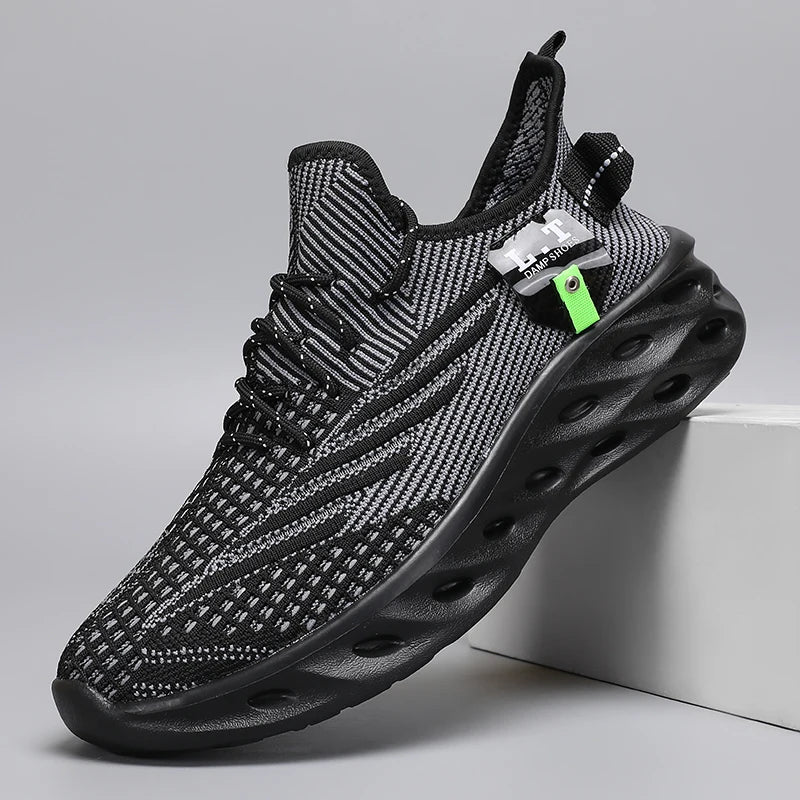 Summer Men Casual Sport Shoes Breathable Lightweight Sneakers Outdoor Mesh Black Running Shoes Athletic Jogging Tennis Walking