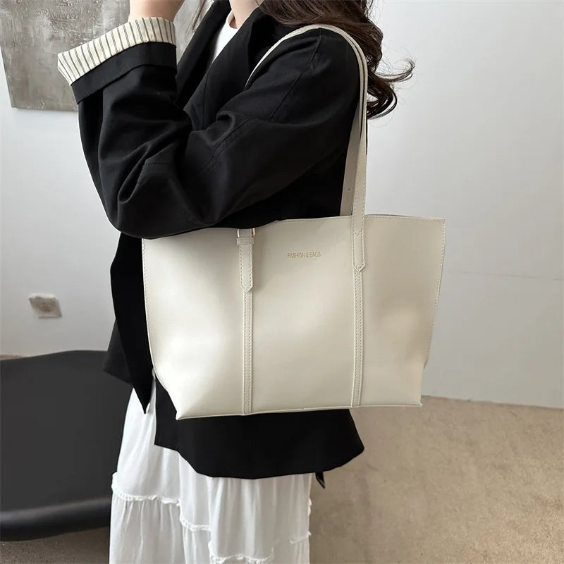 Women's Bag Large Capacity Soft Leather Tote Bags Casual Versatile Single Shoulder Handbag Mommy Handbags 2025 Autumn and Winter