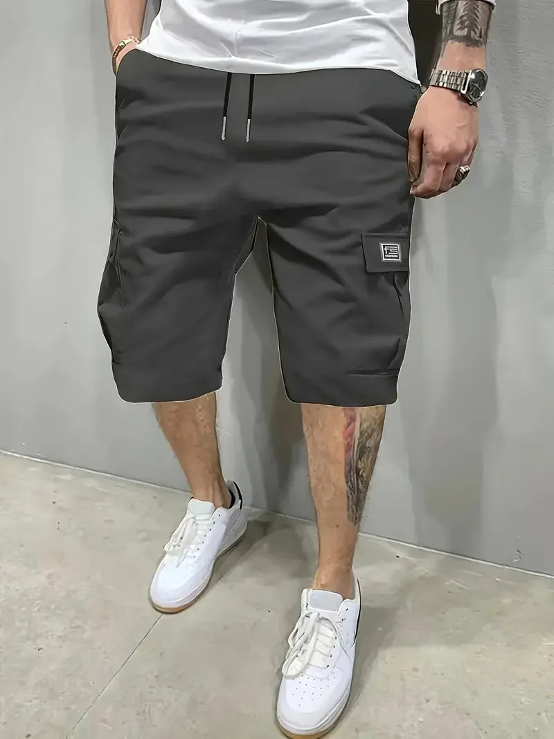 Men's Summer Utility Shorts Versatile Casual Wear with Multi-Pockets & Elastic Waist for Hiking & Daily Use Cargo Shorts