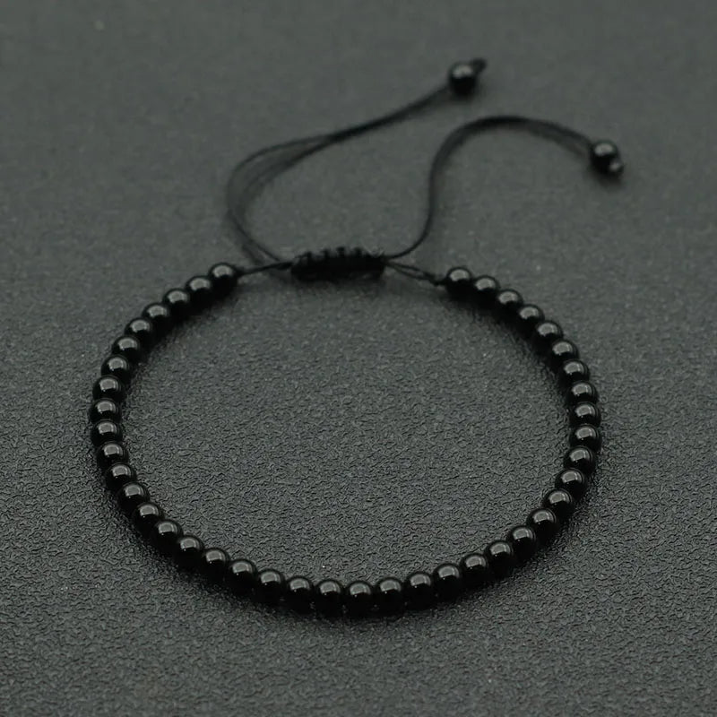 Fashion 4mm Natural Stone Bracelet Men Women Handmade Braided Adjustable Braclet Small Tiger Eyes Howlite Agates Beads Braslet
