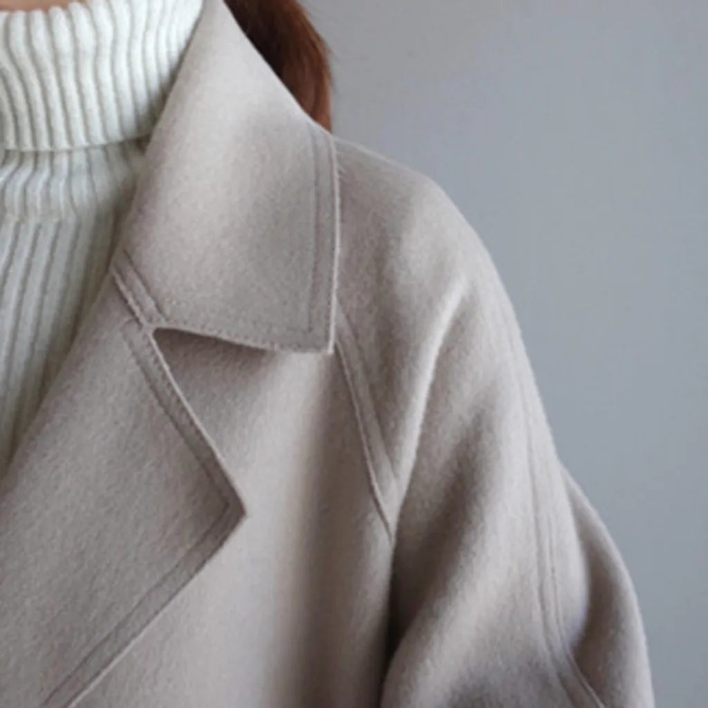 Winter Women'S Jacket Womens Oversize Lapel Cashmere Wool Blend Belt Trench Coat Outwear Jacket Loose Style High-End Wool Coat